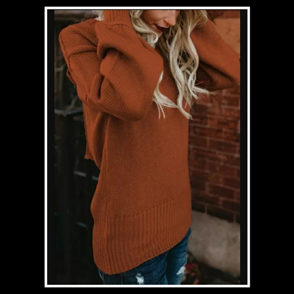 🎉HP🎉🖤Burnt Orange Hollow-out Back Sweater with Tie🖤 - Picture 3 of 6
